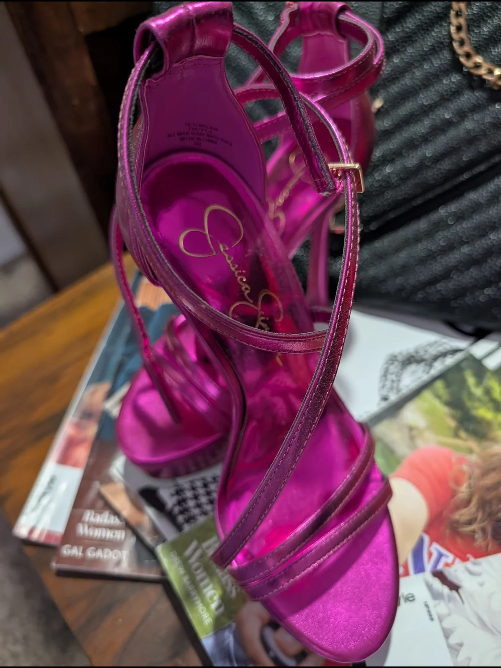 Jessica Simpson Metallic Fuchsia Platform Strappy Sandals
